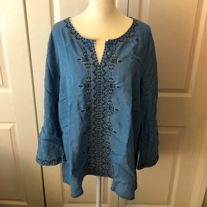JJill Denim Peasant Blouse